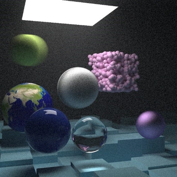 Old 3d computer graphics of textured shapes