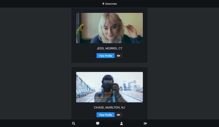 Screenshot of the Closecreate web app