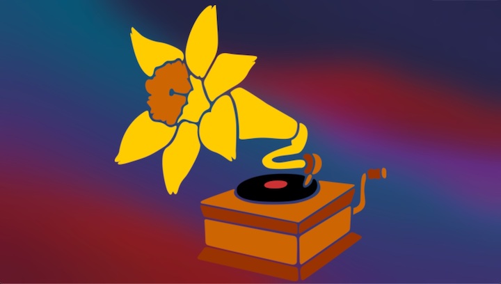 Perennial app logo of a phonograph with a daffodil horn